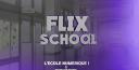 Discovery splash banner for Flix School #BACK Discord server