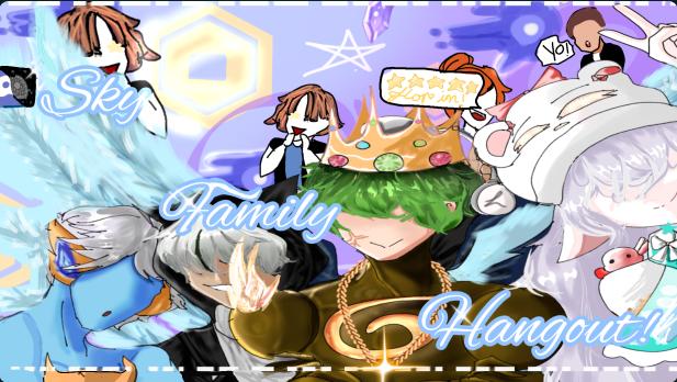 Discovery splash banner for Sky Family Hangout Blox fruit + Rival Discord server