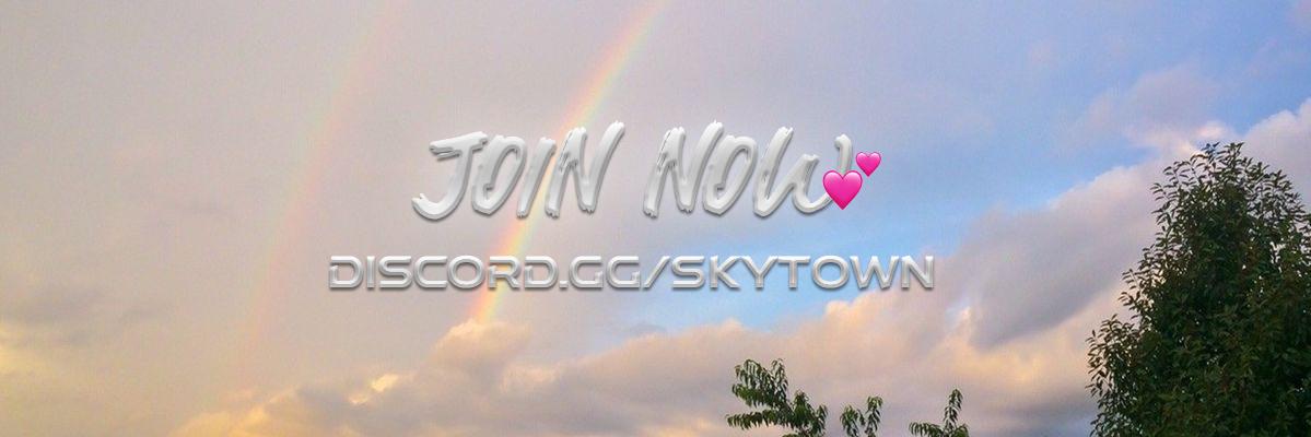 Discovery splash banner for β‘ SkyTown . Discord server