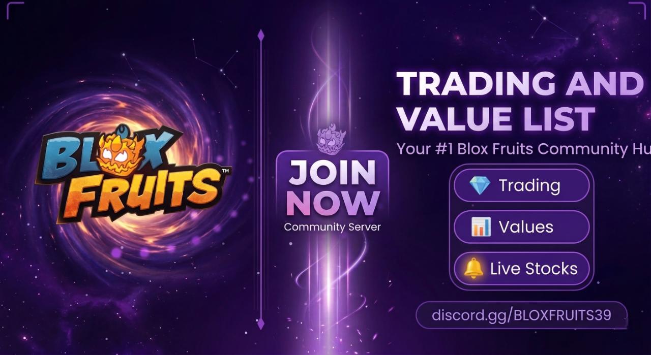 Discovery splash banner for Blox Fruit | Trading & Stock Discord server