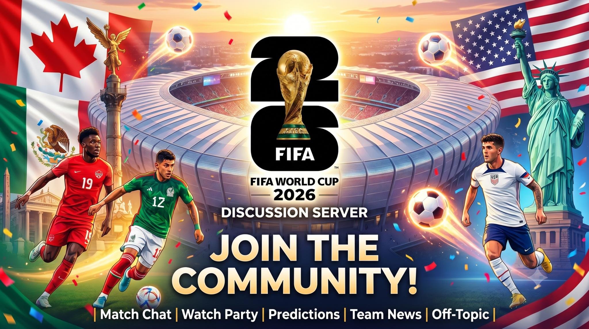 Discovery splash banner for FIFA World Cup 2026 Discord server