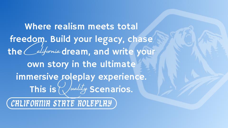 Discovery splash banner for California State Roleplay Discord server