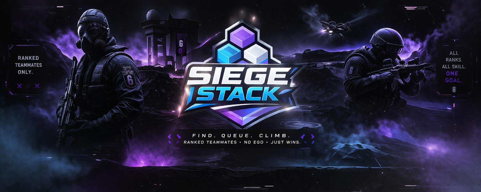 Discovery splash banner for SiegeStack | R6 Ranked LFP Discord server