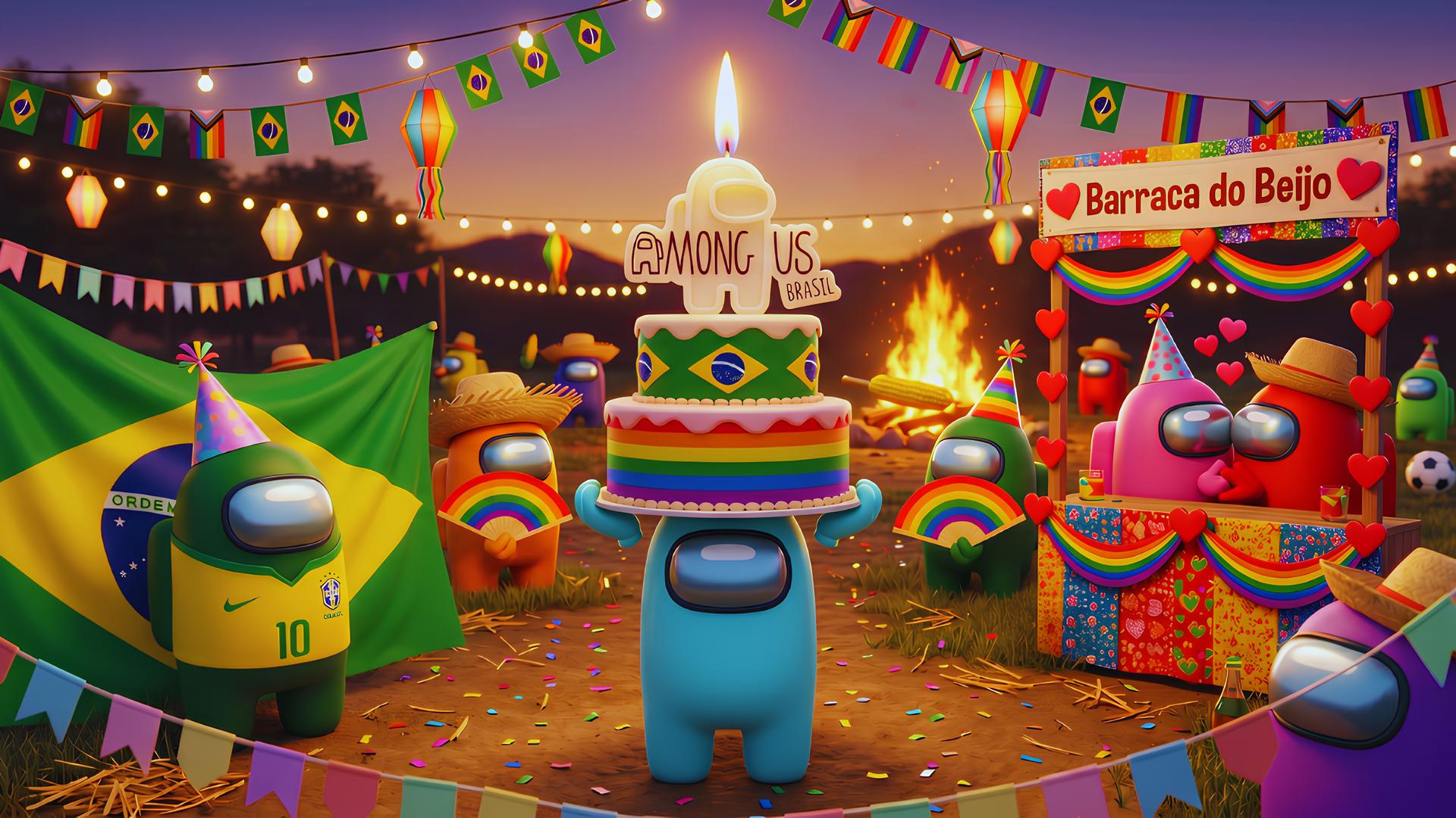 Discovery splash banner for Among Us Brasil (Português) Discord server